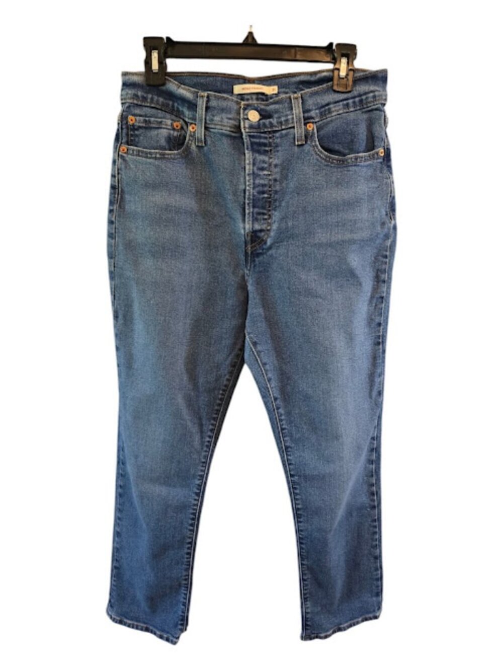 COTTON DENIM JEANS LEVIS WEDGIE STRAIGHT SIZE W31 L28 MEDIUM WASH